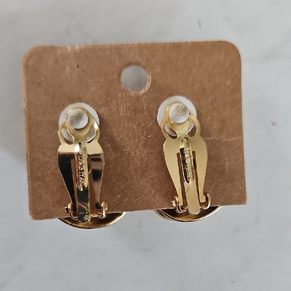 Vintage Erwin Pearl Clip-on Gold-Tone Twisted Earrings - Picture 2 of 5